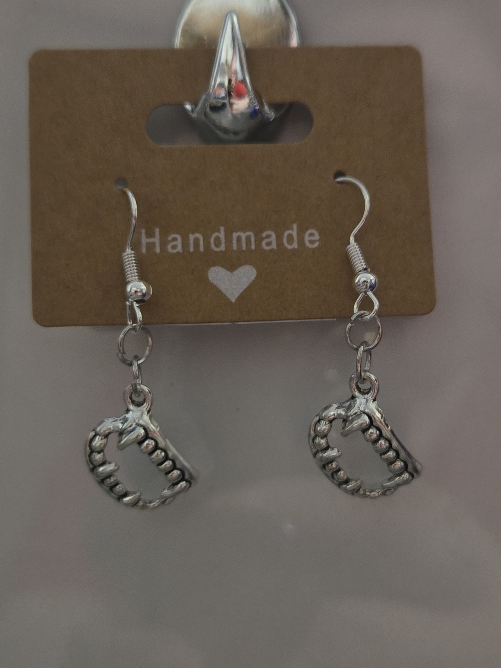 Handmade Silver Vampire Fangs Dangle Earrings